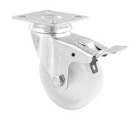 Roulette pivotante Wagner 03367501 - Diamètre : 75 mm - Hauteur : 100 mm - En acier galvanisé - Blanche - Avec dispositif de blocage - Plaque de fixation de 60 x 60 mm - Charge maximale : 60 kg