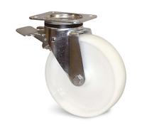 Roulette polyamide blanc à platine pivotante avec frein diamètre 100 mm GUITEL HERVIEU 74945