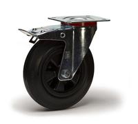 Roulette - ROUES-ET-ROULETTES.COM - Pivotante - Caoutchouc noir - 125 mm - Charge 100 kg