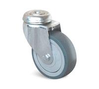 Roulette Uniroll caoutchouc grise à trou central pivotante 75mm - GUITEL HERVIEU - 840080