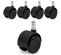 Roulettes Auto-freinantes pour Fauteuil de Bureau Waytex 78601 - Lot de 5 - Noir - Diamètre 5cm