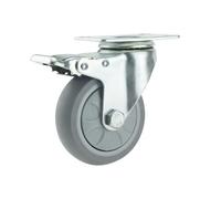 Roulettes chariot robuste 3/4/5 pouces serrure roulettes rotatives roue de chariot haute charge industriel brouette transporteur roue en caoutchouc(1pc brake wheel,3 inch)