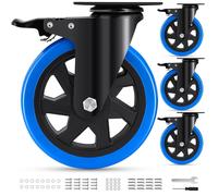 Roulettes de direction pour charges lourdes, diamètre 150 mm, lot de 4, frein double, capacité de 1200 kg, en polyuréthane