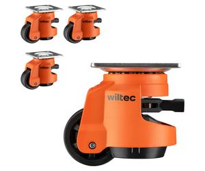 Roulettes de forte capacité Wiltec avec poignée à crémaillère, ensemble de 2000 kg, 4 pièces. Roulettes rétractables pour meubles, 4 roulettes de 500 kg pour le transport de meubles, de machines et po