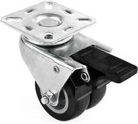 Roulettes de meuble - Roulettes doubles pivotantes 50 mm, jeu de 4 - Pivotantes - Avec frein - 100 kg par roulette - Gris