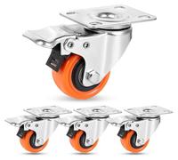Roulettes de meubles de 50 mm avec frein, pivotantes à 360°, pour charges lourdes, capacité de charge de 270 kg, en polyuréthane, avec double système de verrouillage, lot de 4