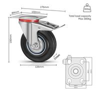 Roulettes de transport pour meubles - 8 roulettes fixes - Roulettes de forte capacité 125 mm (12,5 cm) - Roulettes directionnelles avec frein - Pour meubles et machines