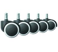 Roulettes en caoutchouc pour chaises de bureau, lot de 5, blanches