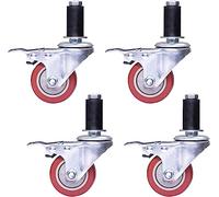 roulettes Pivotantes à Tube Rond, roulettes Robustes avec Frein, roulettes Pivotantes en Polyuréthane, roulettes pour Console, établi, Chariot, étagère, Boulon M12 X 60 Mm, Lo, 75mm/3in, 38mm