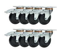 Roulettes pivotantes avec frein - Roulettes silencieuses et non marquantes en polyuréthane, capacité de charge élevée, anticorrosion, rotation à 360°, idéales pour chariots, étagères