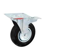 roulettes Pivotantes Double Frein 125 mm Caoutchouc Set de 4 | Charge 100 kg, fer zingué, usage meuble atelier, silencieux, protège sol