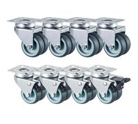 Roulettes Pivotantes Double Roue 50mm, Pack de 8, Charge Lourde 800kg | 4 avec Frein 4 sans, Silencieux et Anti-Rayure, Protection Parquet, Idéal Chariots, Meubles, Établis, Grande Stabilité 360°