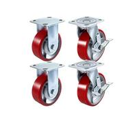 VEVOR Lot de 4 roulettes pivotantes en polyuréthane 15,2 x 5,1 cm sur roue en acier avec frein (2) rigide (2)