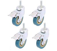 Roulettes pivotantes - PZCC - Lot de 4 - Tige filetée 12x30 mm - Roues polyuréthane - Avec frein