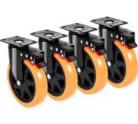 Roulettes pivotantes, roulettes pivotantes à plateau de 6 pouces, lot de 4, avec verrouillage de sécurité A/B, roulettes PVC silencieuses, capacité de charge élevée de 700 lb par roulette, roulettes n