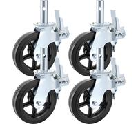 Roulettes pivotantes VEVOR en polyuréthane, noyau en fer 8 pouces, roulettes pivotantes avec double frein de stationnement, pieds réglables, capacité de charge 1100 lbs/500 kg par roue, pack de 4