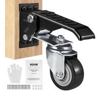 VEVOR Roulettes d'Établi Lot de 4 Roulettes Pivotantes Industrielles 63,5 mm Capacité de Charge 74,8 kg Roues Rétractables Latérales Ajustables 360° avec Frein à Pied pour Établis Tables Équipements