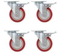 Roulettes pivotantes - vidaXL - 100 mm - Double freins - Pack de 4 - Rouge