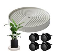 Roulettes Pour Avec Roues | Plateau Roulant Rotatif À 360°,Support De Rond Sur Roues - Pour Patio Dortoir Terrasse En Bois Intérieur Extérieur Appartement Transport Pots De Fleurs Et De Meubles