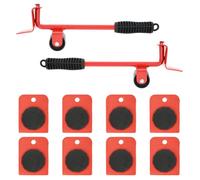 Roulettes pour meubles 8 pièces avec élévateurs Rouge 9,8 x 7,5 x 3 cm 150 kg
