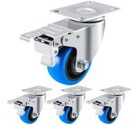 Roulettes pour meubles - Jeu de 4 roulettes de forte capacité - Roulettes pivotantes de 125 mm - Capacité de charge de 600 kg - Avec frein - Bleu