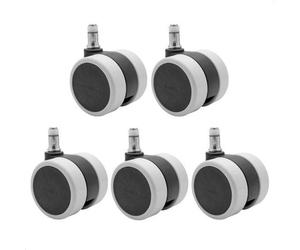 Roulettes WAGNER pour sièges de bureau, 5 pièces DESIGN - Ø 60 mm, à freinage intermittent, goupille 11x20 mm, charge max. par pièce 50 kg - FR Ware - 02007661