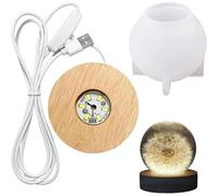 Round Silicone Mould With Led Spherical Epoxy Resin Lamp Holder - Small Table Lamp Molding Kit