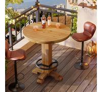 Round Solid Wood Bar Table 95cm H Counter Height Pub Dining Table with