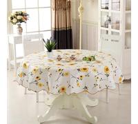 Round Table Cloth 152cm Non-Woven Gold Pattern(Sunflower（152cm）) | Sunflower design, 180cm size, covers 6 seats, lightweight material, household use