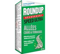 ROUNDUP Désherbant Concentré Cours, Allées & Terrasses - Action 2-en-1 Mauvaises Herbes & Mousses - Effets en 1h - 400ml