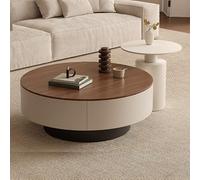 RounNesting Lot de 2 tables basses modernes pour salon avec sanglier de 12 mm d'épaisseur et 2 bois SoliWoods Idéal pour les petites tailles Marron et blanc 70 cm