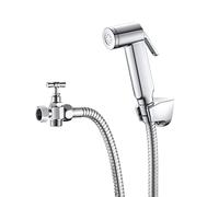 Rousseau - Kit hygiène complet, pour WC en ABS avec Douchette, Flexible Métal 120 cm, Support et Robinet - Chromé