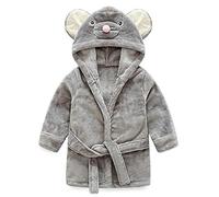 Routefuture Peignoirs de Bain Enfant Vêtements de Nuit Bébé Garçon Fille Peignoir Ultra Doux et Léger Serviette de Bain Capuche, Confortable et Absorbante, Peluche (Gris,2-3 Ans)