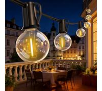 ROVLAK Guirlande Guinguette Extérieur 18M, Guirlande Lumineuse Exterieure Interieur avec 30+4 Ampoules LED G40 Plastique, Lumiere Exterieure Terrasse Étanche IP44 pour Jardin Balcon Patio, Chaude