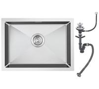 ROVOGO 40x50cm Evier de Cuisine Acier Inox 304 Brossé, Lavabo Cuisine 1 Bac | Kit de vidage d'évier de cuisine avec bonde panier et trop-plein, Évier de cuisine montage par-dessus, affleurant, sous-plan