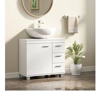 ROVRYN Meuble sous vasque blanc 70 cm en MDF revêtu 3 tiroirs et 2 étagères