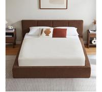 ROVRYN Sommier 160 x 200 cm avec tête de lit rembourrée, cadre en acier renforcé, marron, sans matelas