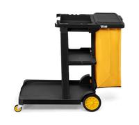 ROVSUN Chariot de Nettoyage Multifonction avec 3 étagères et Sac Poubelle de 57 l Amovible, Chariot de Service avec roulettes en TPR pour Le Nettoyage, Couvercle Rabattable et Crochet de Suspension