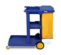 ROVSUN Chariot de Nettoyage Multifonction avec 3 étagères et Sac Poubelle de 57 l Amovible, Chariot de Service avec roulettes en TPR pour Le Nettoyage, Couvercle Rabattable Pratique et Crochet de