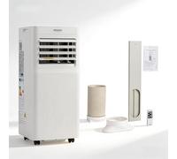 ROVSUN Climatiseur Mobile 9000 BTU 4 en 1 - Rafraîchissement, Ventilation, Déshumidification, Mode nuit Silencieux <65 dB, Minuterie 24h, Roulettes 360°, Télécommande + Wi-Fi, 30 m², Blanc