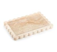 ROXFIE Plateau en travertin naturel avec bord festonné, plateau rectangulaire de 20 x 30 cm pour comptoir de salle de bain, cuisine, plateau décoratif (travertin beige)