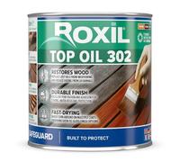 Roxil Huile Haute Protection 302 (1 l, Incolore) Pour Bois Extérieur, Meubles de Jardin, Abris, Terrasses... Protection Hydrofuge Anti-Taches et Finition Mate Naturelle