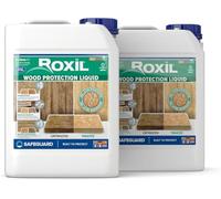 Roxil Liquide Imperméabilisant Bois 2 x 5L - Protection Hydrofuge jusqu'à 10 Ans - Incolore & Transparent - Terrasse, Clôture, Abris & Meubles Extérieurs - Rendement 25m²