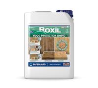 Roxil Liquide Imperméabilisant pour Bois - 5 litres - Jusqu'à 10 ans de Protection Hydrofuge pour Bois Extérieur, Terrasse, Clôture, Cabanon, Abris et autres Meubles - Incolore et Transparent - 25m2