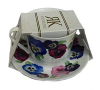 Roy Kirkham Tasse et soucoupe pour petit déjeuner Motif pensées 450 ml