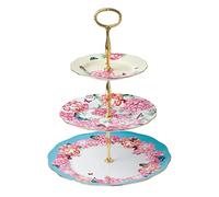 Royal Albert Miranda Kerr Présentoir à gâteaux à 3 étages - Assiettes de Service à thé Vintage - Fabriqué à partir de Porcelaine Fine - Motif Papillon et Floral