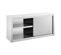 Royal Catering Armoire Murale en INOX Haute De Cuisine Travail Suspendue Professionnelle Placard Mural Rangement RCSSWC-120X45-S (120 x 45 x 60 cm, 600 kg, 3 Niveaux, Portes Coulissantes)