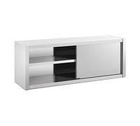 Royal Catering Armoire Murale en INOX Haute De Cuisine Travail Suspendue Professionnelle Placard Mural Rangement RCSSWC-160X45-S (160 x 45 x 60 cm, 600 kg, 3 Niveaux, Portes Coulissantes)