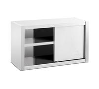 Royal Catering Armoire Murale en INOX Haute De Cuisine Travail Suspendue Professionnelle Placard Mural Rangement RCSSWC-100X45-S (100 x 45 x 60 cm, 600 kg, 3 Niveaux, Portes Coulissantes)