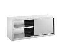 Royal Catering Armoire Murale en INOX Haute De Cuisine Travail Suspendue Professionnelle Placard Mural Rangement RCSSWC-140X45-S (140 x 45 x 60 cm, 600 kg, 3 Niveaux, Portes Coulissantes)